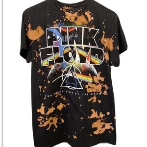 PINK FLOYD NWT Tie Dye Logo Band T Shirt Med Black